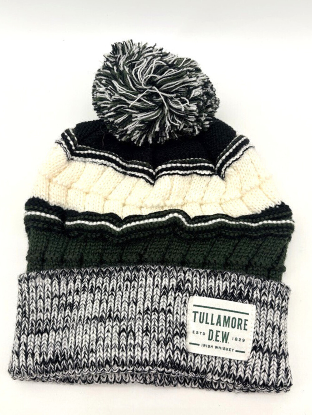 Tullamore Dew Irish Whiskey Winter Beanie with Pom Pom Cable Knit Cap